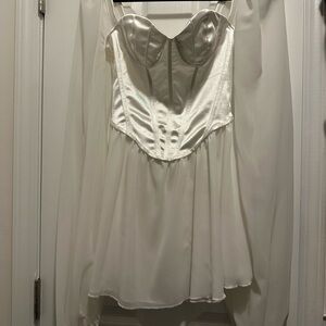 Elegant White Satin Corset Dress